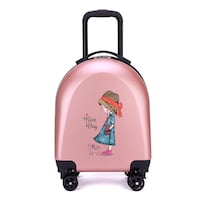 Picture of Mumoo Bear Printed Cartoon Trolley School Bags for Kids, 18inch, Rose Gold
