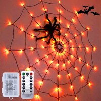 Picture of JJO Halloween 70 LED Spider Web Light, 3.28ft, Orange