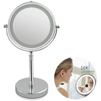 Volwco Polished Chrome Finish 10x Magnifying Mirror with Lights & 360 Rotation