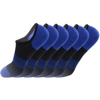 Mumoo Bear Men's Low Cut Ankle Non-Slip Socks for Mens, Blue & Black - Pack of 6