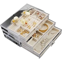 Picture of Women's Velvet Jewellery Organiser with 3 Drawers