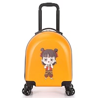 Picture of Mumoo Bear Printed Cartoon Trolley School Bags for Kids, 18inch, Orange