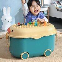 Picture of Mumoo Bear Stackable Plastic Toy Organizer Storage Box with Wheels & Handle for Kids