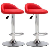 I@Home PU Leather Height Adjustable Swivel Bar Chair, Red - Set of 2