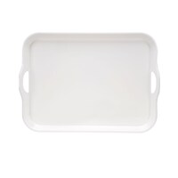 Picture of Vague Melamine Rectangle Shape Tray With Handle, 20.5inch, Ivory