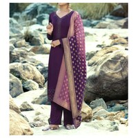 Picture of Wine Kurtis Semi-Stitched Embroidery with Zari palazzo kurti with Dupatta