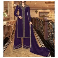 Picture of Purple Kurtis Semi-Stitched Zari Palazzo kurti with Dupatta