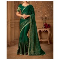 Picture of Green silk with Zari Solid Saree