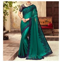 Picture of Silk Zari Zari with Stone Saree, Navy blue & Turquoise