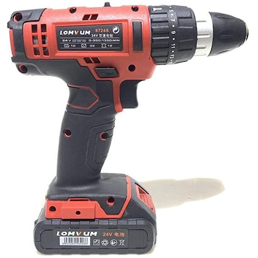 Hylan Cordless Screwdriver Drill with 24 V Li Ion Batteries, Red Online Shopping