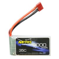 Picture of 7.4 V Rechargable T Plug Lithium Polymer Battery for RC Car, 3000mAh