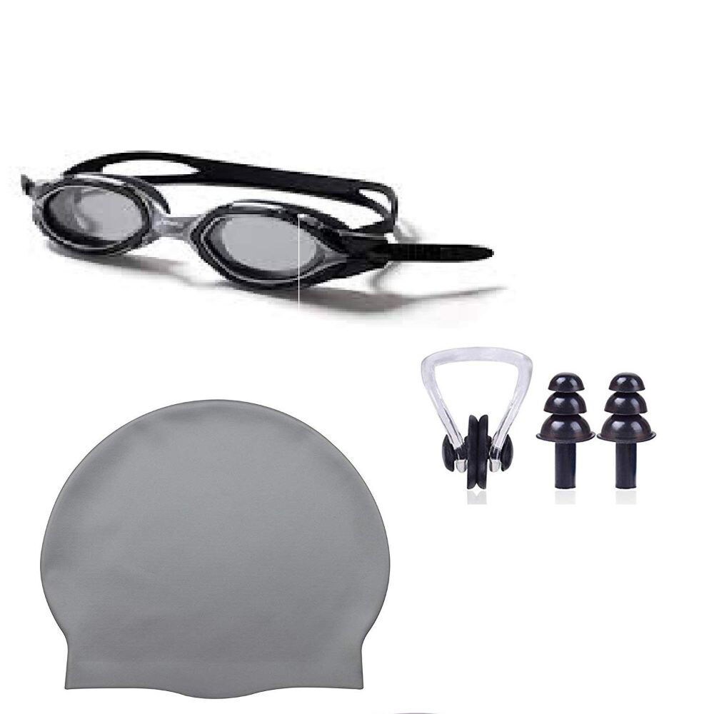 N.U.W.A Swimming Kit Combo 4 in 1 - Nose Plug, Ear Clip, Silicon Cap and Goggles.