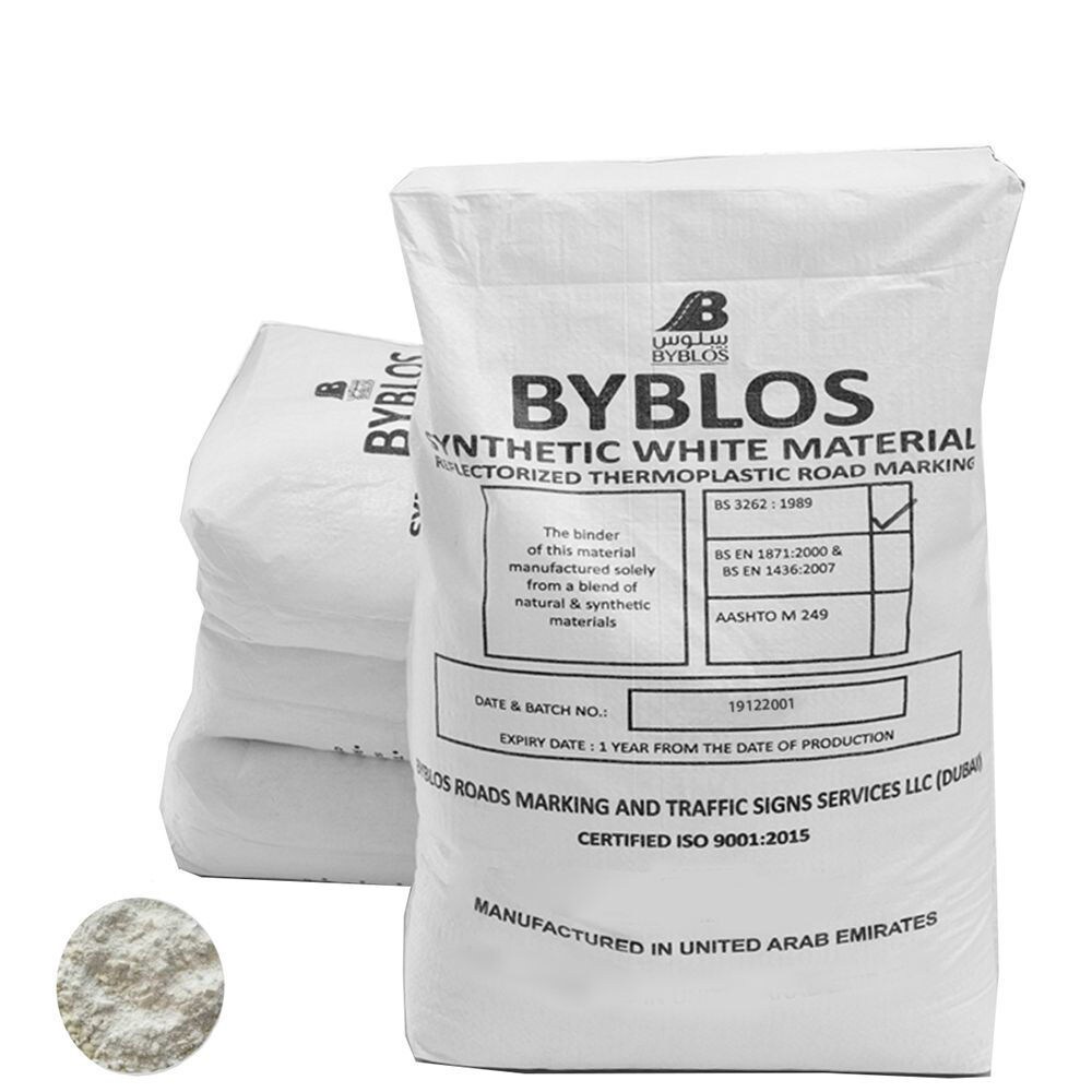 Byblos Thermoplastic Road Marking Paint, 1000kg, White, Pallet of 40 Bags