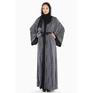 Nukhbaa Grey and Black Self Embroidered Abaya, SQ290A Online Shopping