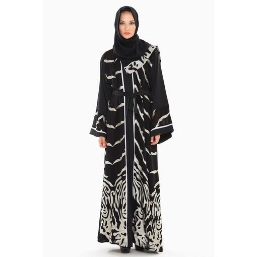 Picture of Nukhbaa White and Black Self Embroidered Abaya, SQ291A