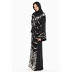 Nukhbaa White and Black Self Embroidered Abaya, SQ291A Online Shopping