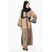 Nukhbaa Beige and Grey Knitted Fabric Abaya With Black Nida, SQ2A Online Shopping