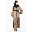 Picture of Nukhbaa Beige and Grey Knitted Fabric Abaya With Black Nida, SQ2A