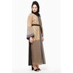 Nukhbaa Beige and Grey Knitted Fabric Abaya With Black Nida, SQ2A Online Shopping