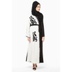 Nukhbaa Elegant Black and White Floral Embroidered Abaya, SQ3A Online Shopping