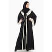 Picture of Nukhbaa Cream and Black Crochet Lace Abaya, SQ301A