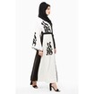 Nukhbaa Elegant Black and White Floral Embroidered Abaya, SQ3A Online Shopping