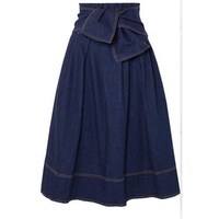 Picture of Hybella Women's A-Line Denim Skirt with Tie-up Accent, Blue, Medium, Carton of 400pcs