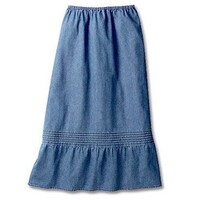 Picture of Hybella Women's Denim Skirt with Elasticated Waistband, Blue, Medium, Carton of 400pcs