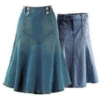 Picture of Hybella Women's Denim Midi Skirt, Blue, Medium, Carton of 400pcs