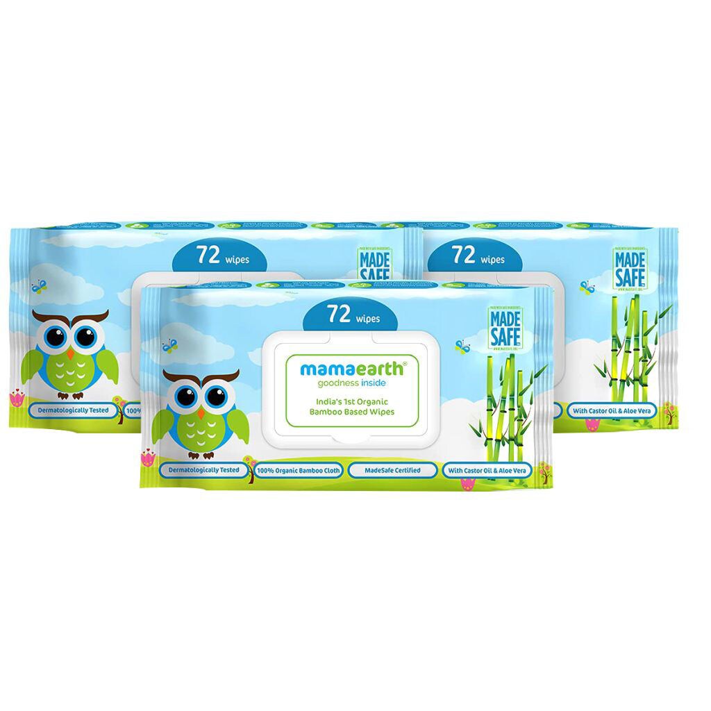 Mamaearth Organic Bamboo Based Lavender Baby Wipes Combo, 72*3