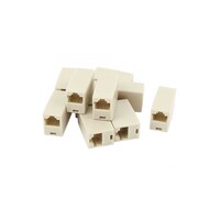Picture of Uxcell Rj45 Lan Network Ethernet Cable Extension Coupler, White, 10 Pcs
