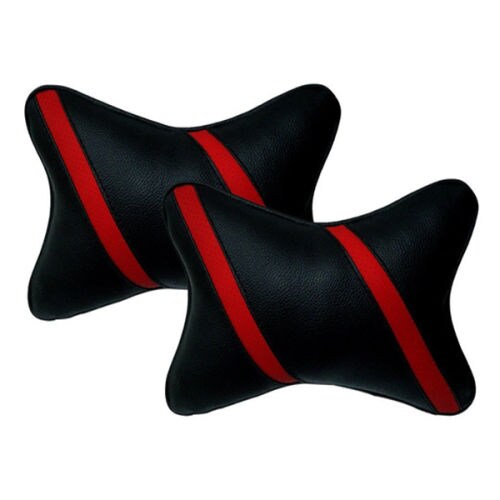 Feelitson Car Seat Neck Rest Cushion, Black & Red, Set of 2