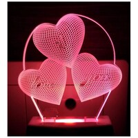 Picture of 2Mech Plastic 3D Illusion Heart Shape LED Night Lamp, ‎13, Multicolour