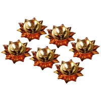 Picture of BulkySanta Lotus Kamal Shape Metal Diya, Small, Pack of 6