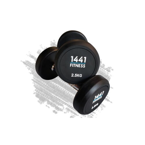 1441 Fitness Rubber Round Dumbbells, 2.5 Kg - Pair Of 2
