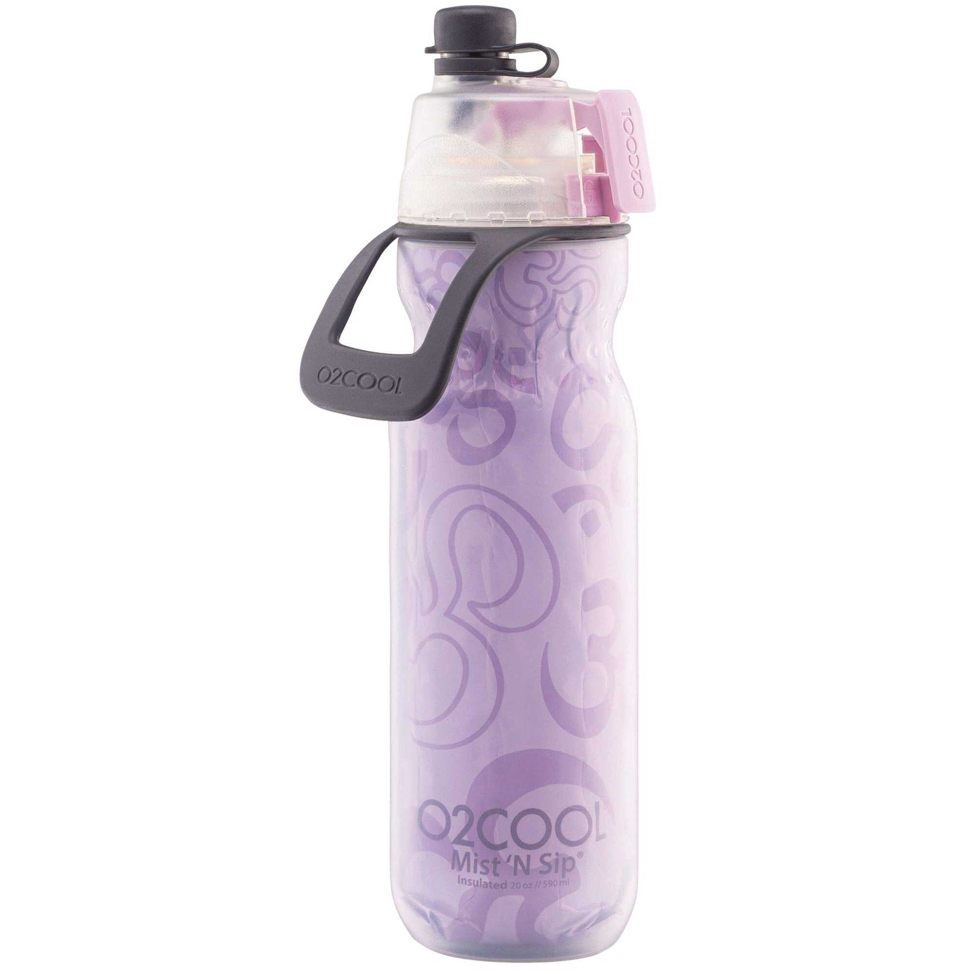 O2Cool Mist 'N Sip Yoga Series Insulated Water Bottle, 567Ml, Yoga Lilac