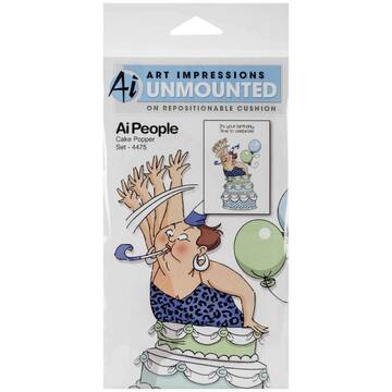 Picture of Art Impressions People Cling Rubber Stamps, Cake Popper Set, 7"X4"