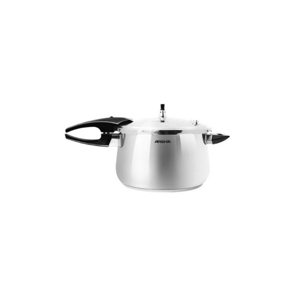 Arshia SS Pressure Cooker with Glass Lid, PR135-2020, 20cm, Black