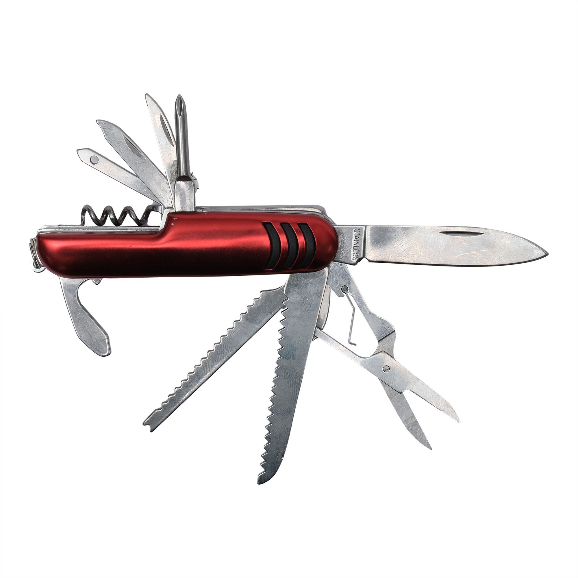 Robustline Multi Function Pocket Knife - Red & Silver