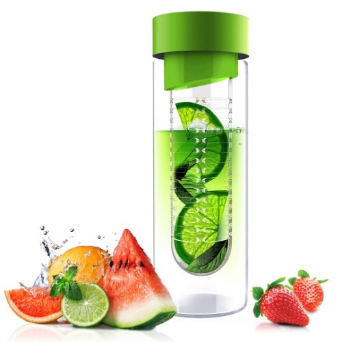 Asobu Glass Flavour It Water Bottle With Fruit Infuser, Yellow & Silver