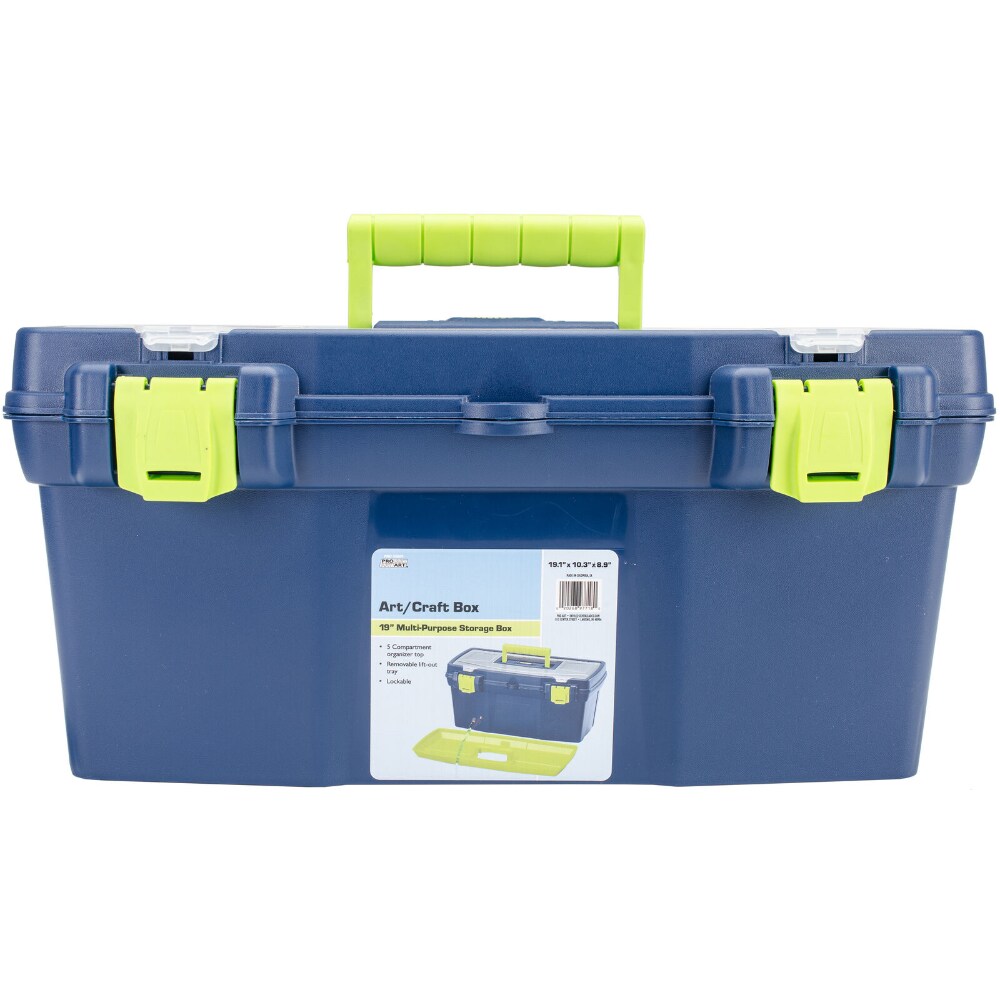 Pro Art Storage Box With Organizer, Blue & Green, 19" x 10" x 8.9"