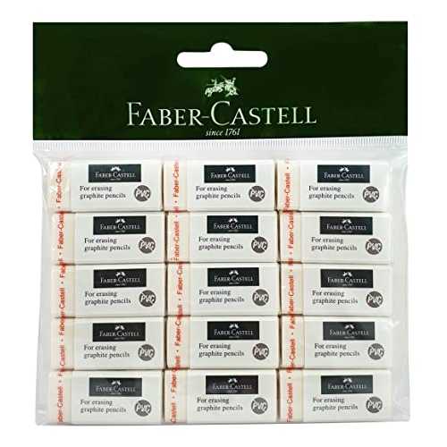 Faber-Castell Pvc Free Erasers, White - Pack of 15