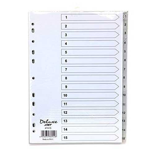 Deluxe A4 1-15 Plastic Divider with Number, Grey