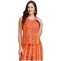 Picture of Mryga Cotton Round Neck Printed Sleeveless Short Top, Multicolor