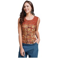 Picture of Mryga Cotton Stylish Printed Sleeveless Short Top, Multicolor