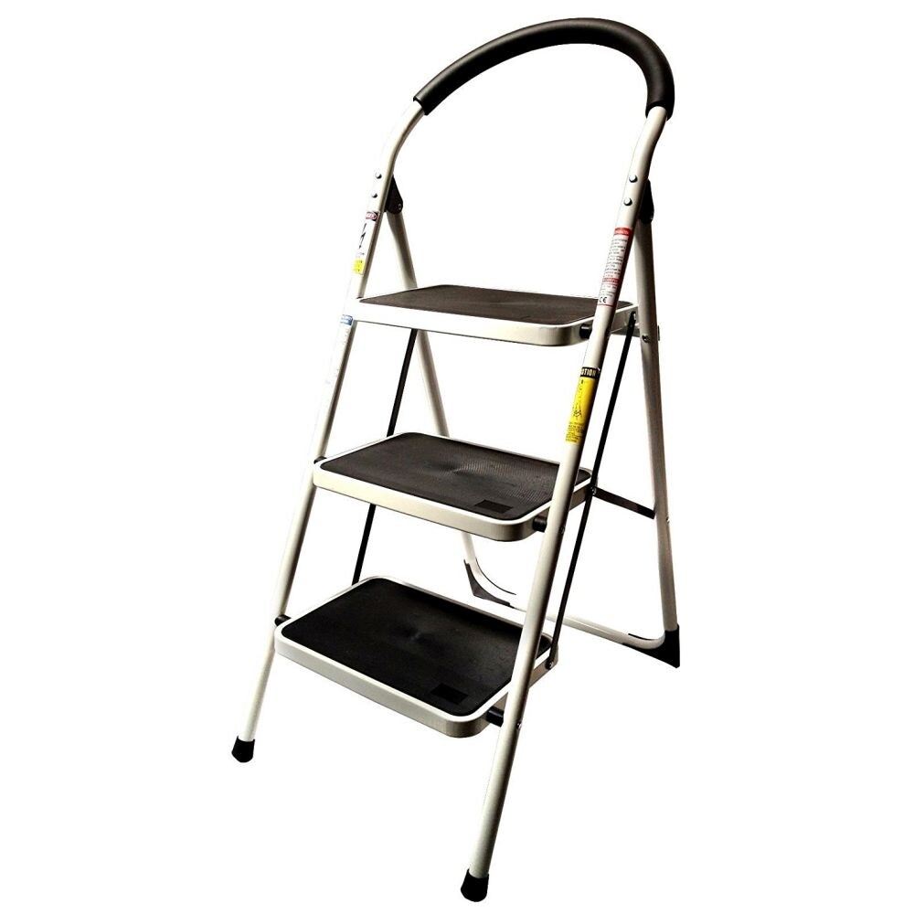 Amit Quality Aluminum Folding Ladder, Silver