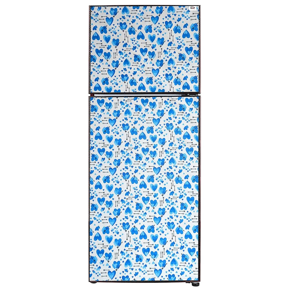 Aavya Unique Fashion PVC Double Door Refrigerator Cover, Blue & White