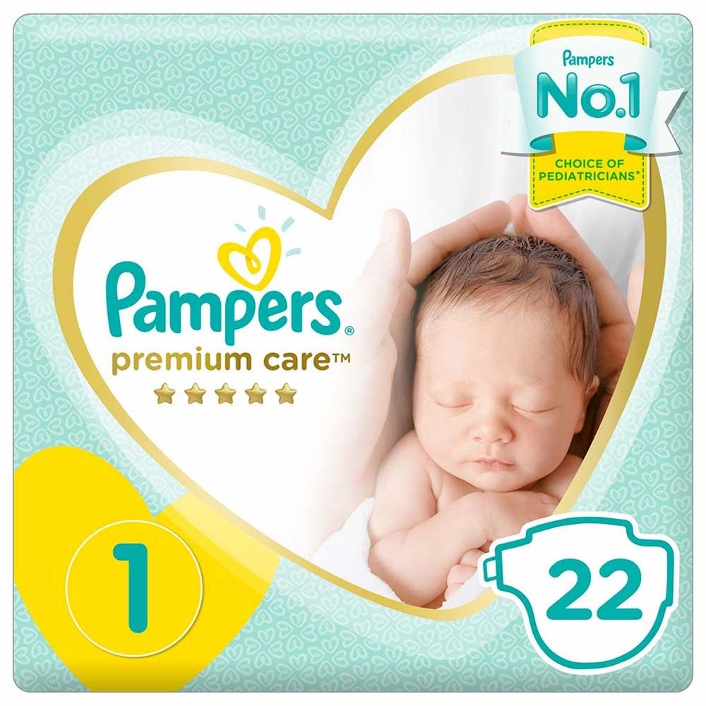 Pampers Premium Care Diaper No.1, 22 Counts, Carton of 8 Pcs