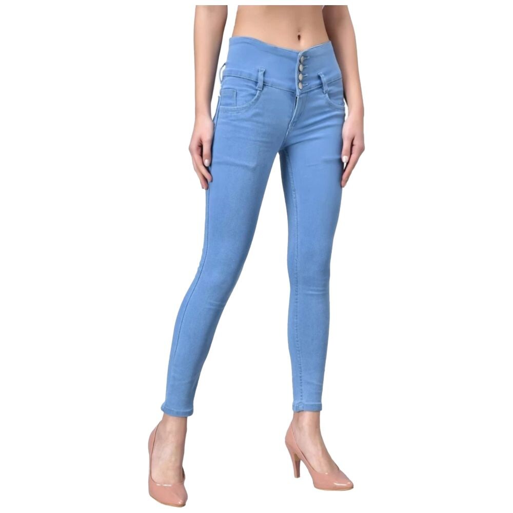 Holy Chiks Women's High Waist Jeans, HC0738595, Light Blue