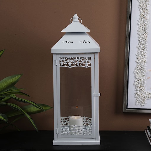 Vintage Albion Candle Lantern, 23x63cm - White Online Shopping